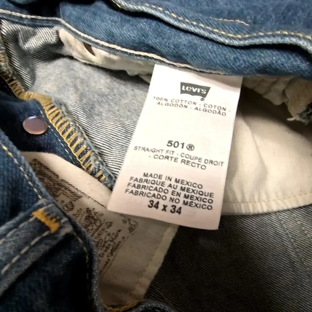 Levi's 501 Mens Jeans Straight Fit Medium Wash Denim 34x34 Classic Blue
